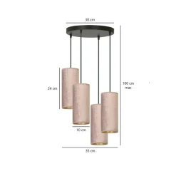 Sale Abażurowa lampa wisząca do salonu 1061/4PREM BENTE PREMIUM | Kaja Żyrandole Nowoczesne