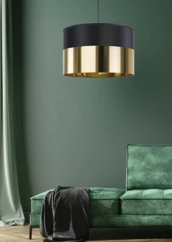 Store Abażurowa lampa wisząca do salonu ⌀50cm TK 3473 z serii LONDYN GOLD Żyrandole Nowoczesne