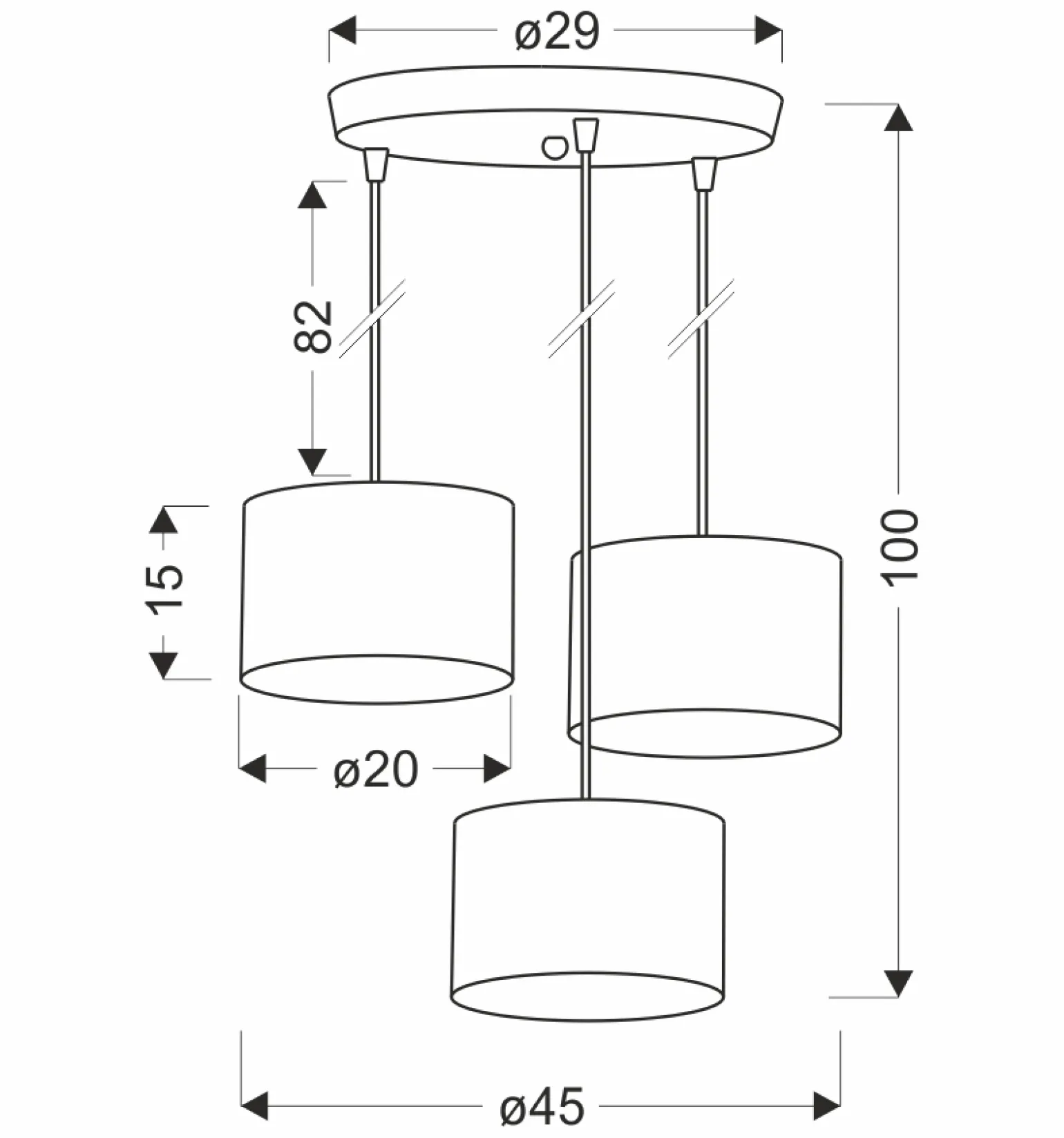 Sklep Kaja Abażurowa, potrójna lampa wisząca 33-37664 PANDY | Kaja Oświetlenie