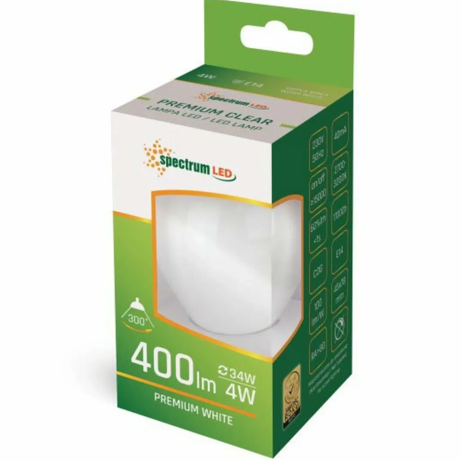 Sklep Kaja Żarówka LED mleczna kulka E27 ciepła 4W SpectrumLED 14074 | Kaja