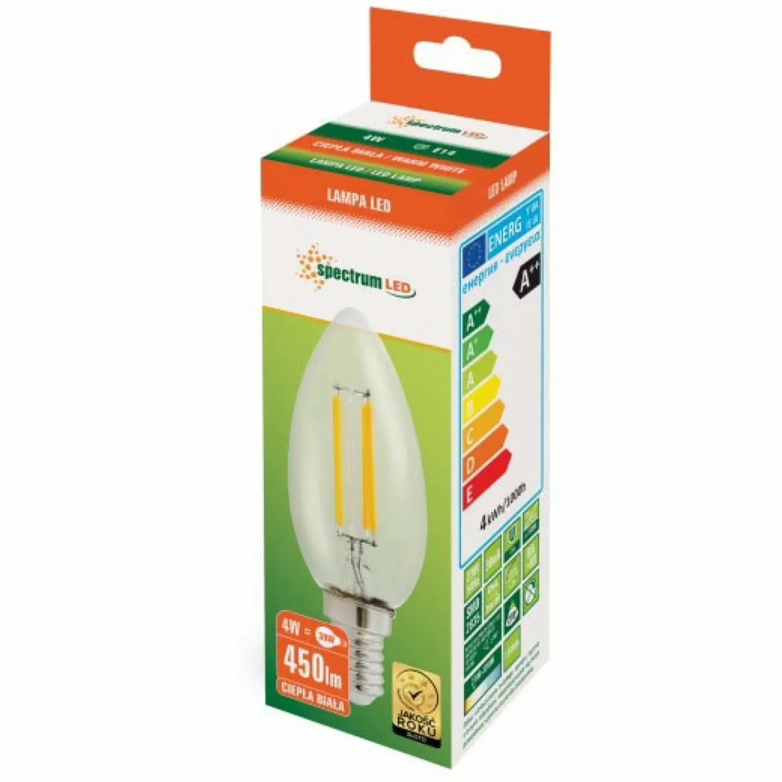 Sklep Kaja Żarówka LED świeca E14 ciepła 4W SpectrumLED 13874 | Kaja Oświetlenie