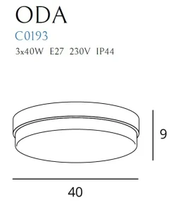 Sklep Kaja Łazienkowy plafon ⌀40cm na 3 żarówki E27 MX C0193 ODA | Kaja