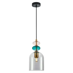 Best Barwna lampa wisząca do sypialni PND-30263-1B-BRO-SG z serii BUSCO Żyrandole Nowoczesne