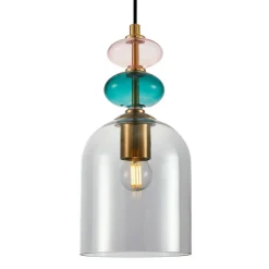 Best Barwna lampa wisząca do sypialni PND-30263-1B-BRO-SG z serii BUSCO Żyrandole Nowoczesne