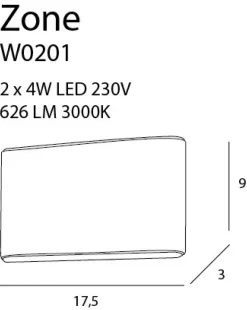 Sklep Kaja Biała lampa ścienna góra-dół LED 17,5cm MX W0201 ZONE | Kaja