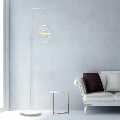 Sklep Kaja Biała lampa podłogowa z drucianym kloszem MLP5522 z serii CLIFF | Kaja Oświetlen