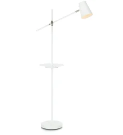 Sklep Kaja Biała lampa podłogowa z gniazdem USB i półką 107308 | Kaja Oświetlenie