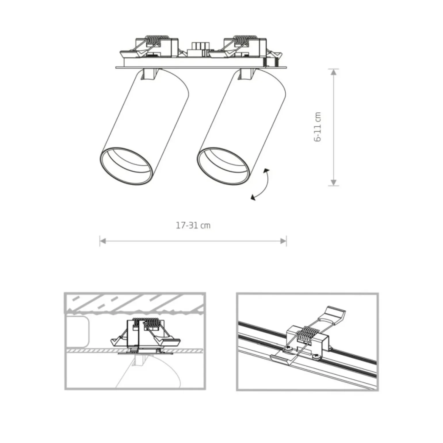 Sklep Kaja Biała lampa podtynkowa z dwoma reflektorami 7828 | Kaja Oświetlenie