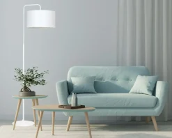 Sklep Kaja Biała lampa stojąca z otwartym abażurem 575/1 TRAPO | Kaja Oświetlenie