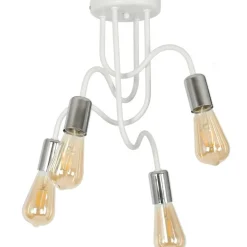 Outlet Biała lampa sufitowa z chromowanymi oprawkami LX 8075 z serii DOW Żyrandole Nowoczesne