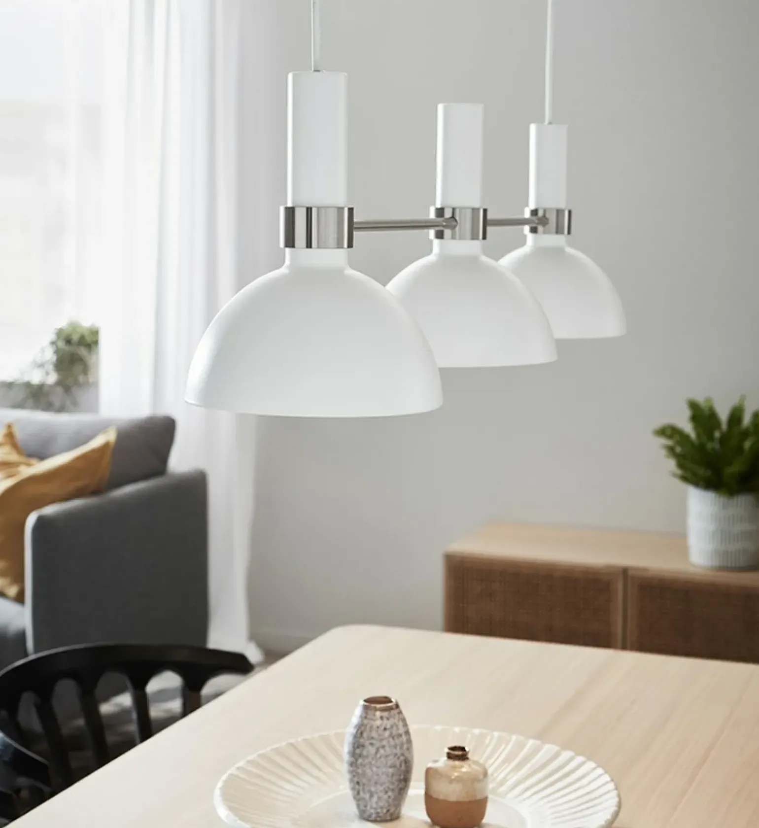 Store Biała lampa sufitowa z kloszami do jadalni 107500 | Kaja Oświetlenie Żyrandole Nowoczesne