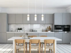 Store Biała lampa wisząca idealna nad stół w jadalni 733/3 z serii AKA Żyrandole Nowoczesne