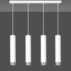 Best Sale Biała lampa wisząca na listwie 4 źródła światła 641/4 | Kaja Żyrandole Nowoczesne