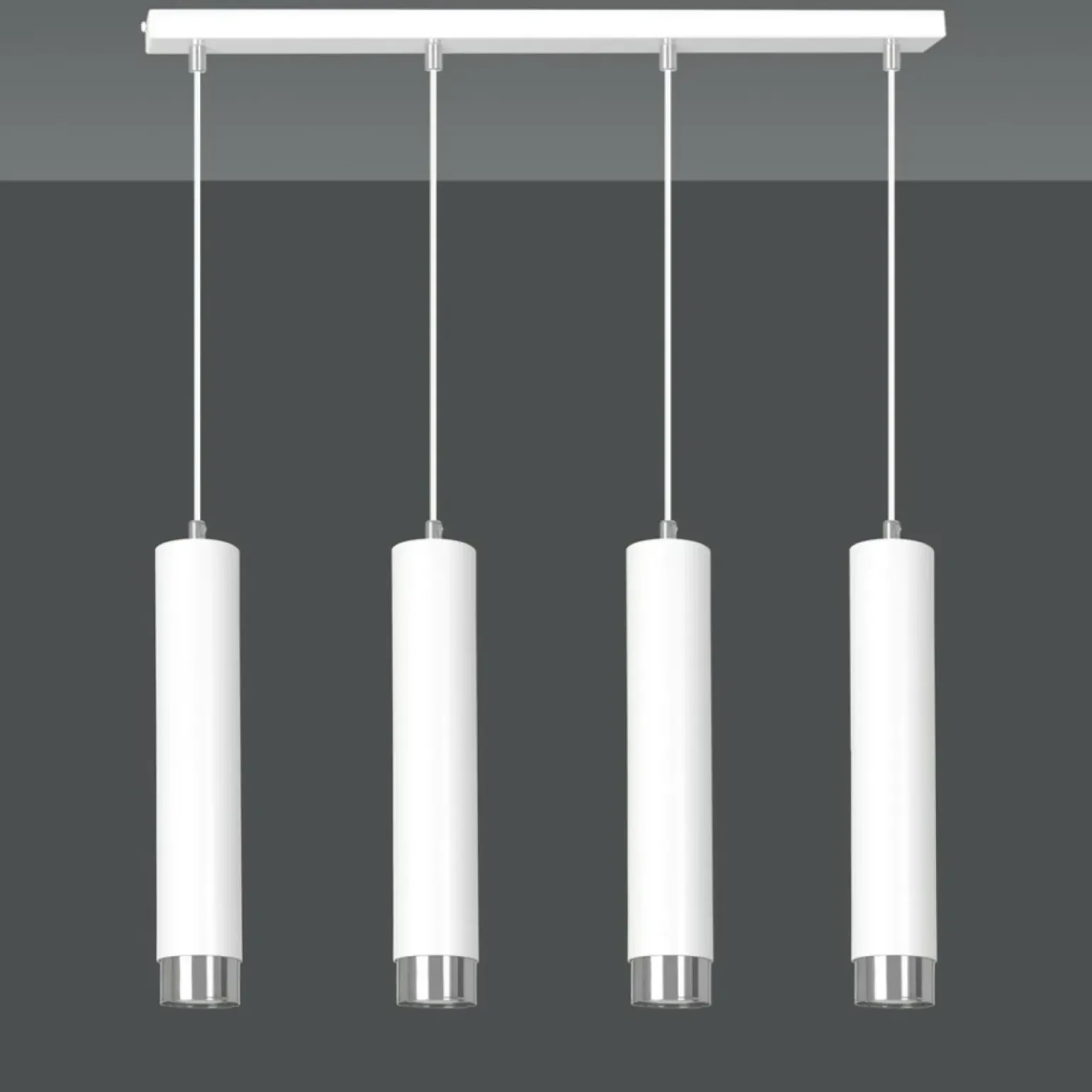 Best Sale Biała lampa wisząca na listwie 4 źródła światła 641/4 | Kaja Żyrandole Nowoczesne