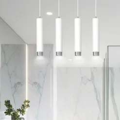 Best Sale Biała lampa wisząca na listwie 4 źródła światła 641/4 | Kaja Żyrandole Nowoczesne