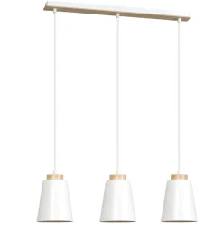 Outlet Biała lampa wisząca nad drewniany stół w kuchni 443/3 | Kaja Żyrandole Nowoczesne