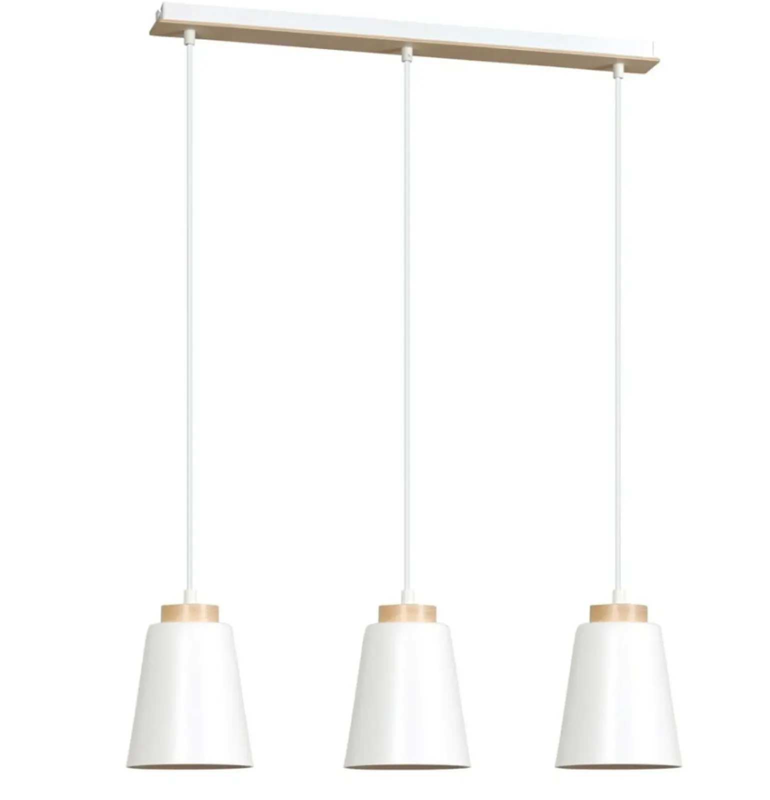 Outlet Biała lampa wisząca nad drewniany stół w kuchni 443/3 | Kaja Żyrandole Nowoczesne