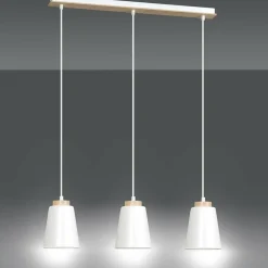 Outlet Biała lampa wisząca nad drewniany stół w kuchni 443/3 | Kaja Żyrandole Nowoczesne