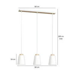 Outlet Biała lampa wisząca nad drewniany stół w kuchni 443/3 | Kaja Żyrandole Nowoczesne