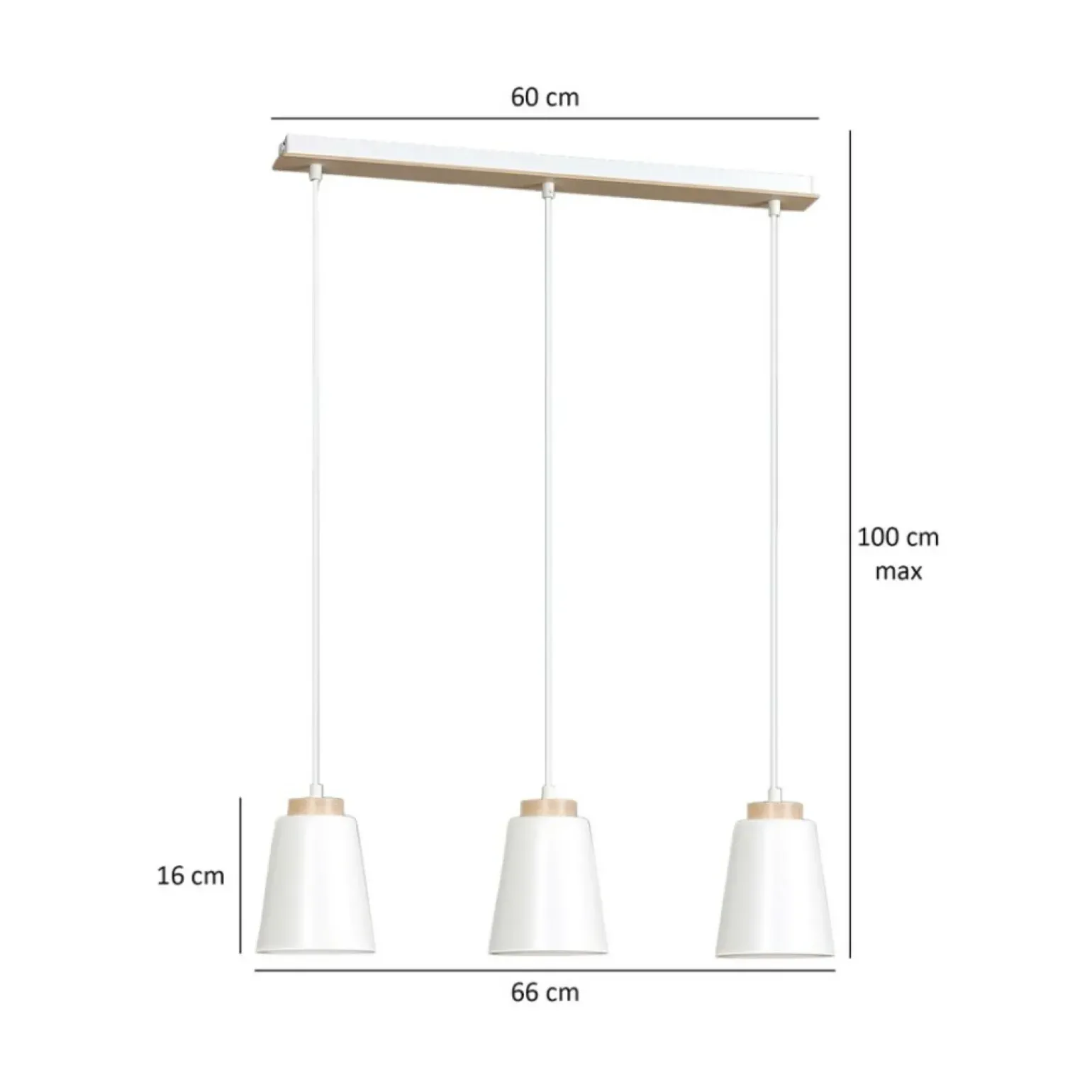 Outlet Biała lampa wisząca nad drewniany stół w kuchni 443/3 | Kaja Żyrandole Nowoczesne