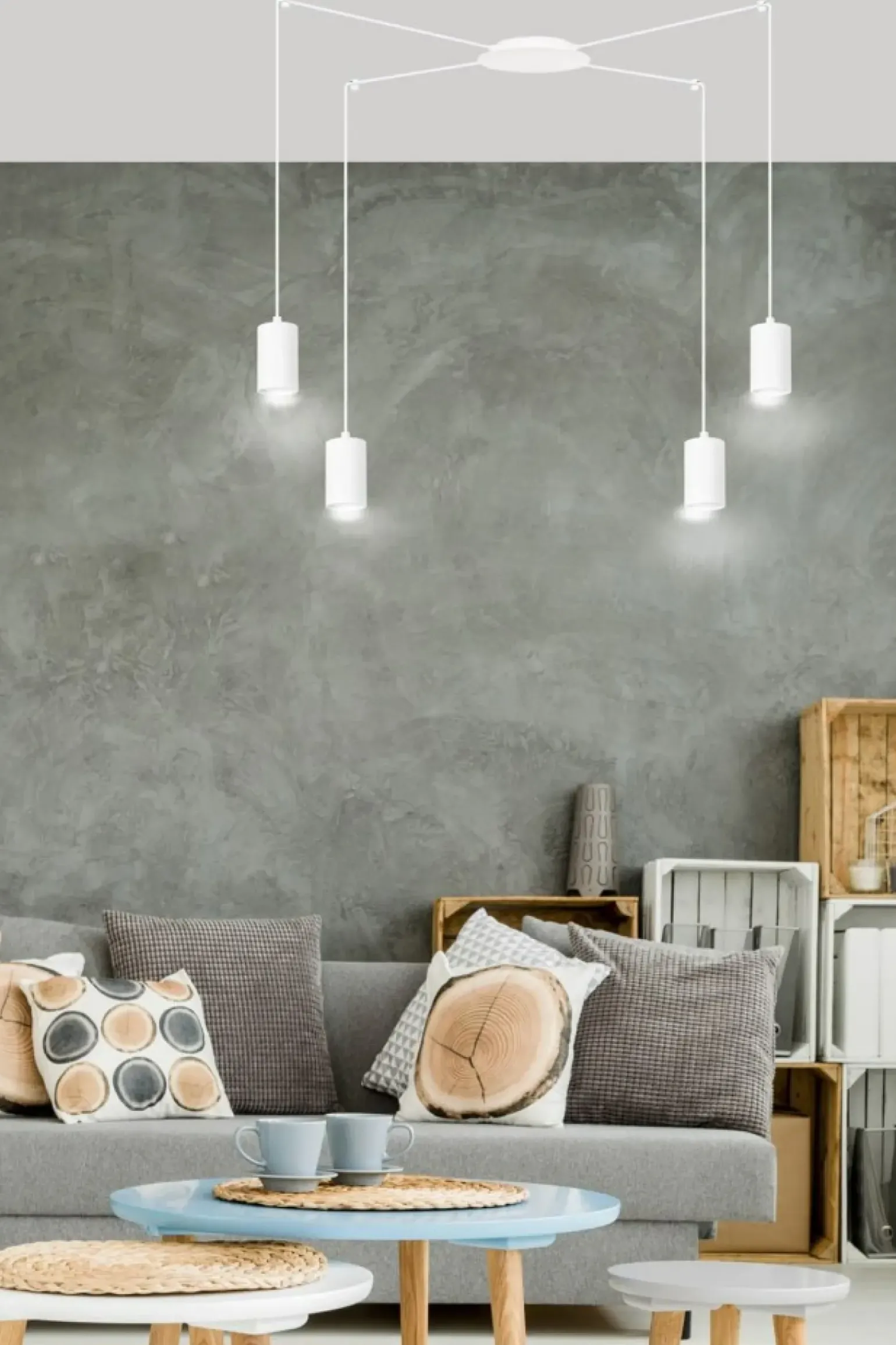 Best Sale Biała lampa wisząca z czterema źródłami światła 525/4 | Kaja Żyrandole Nowoczesne