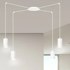 Best Sale Biała lampa wisząca z czterema źródłami światła 525/4 | Kaja Żyrandole Nowoczesne