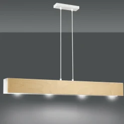 Best Sale Biała lampa wisząca z drewnianymi elementami 611/4 | Kaja Oświetlenie Żyrandole Nowoczesne