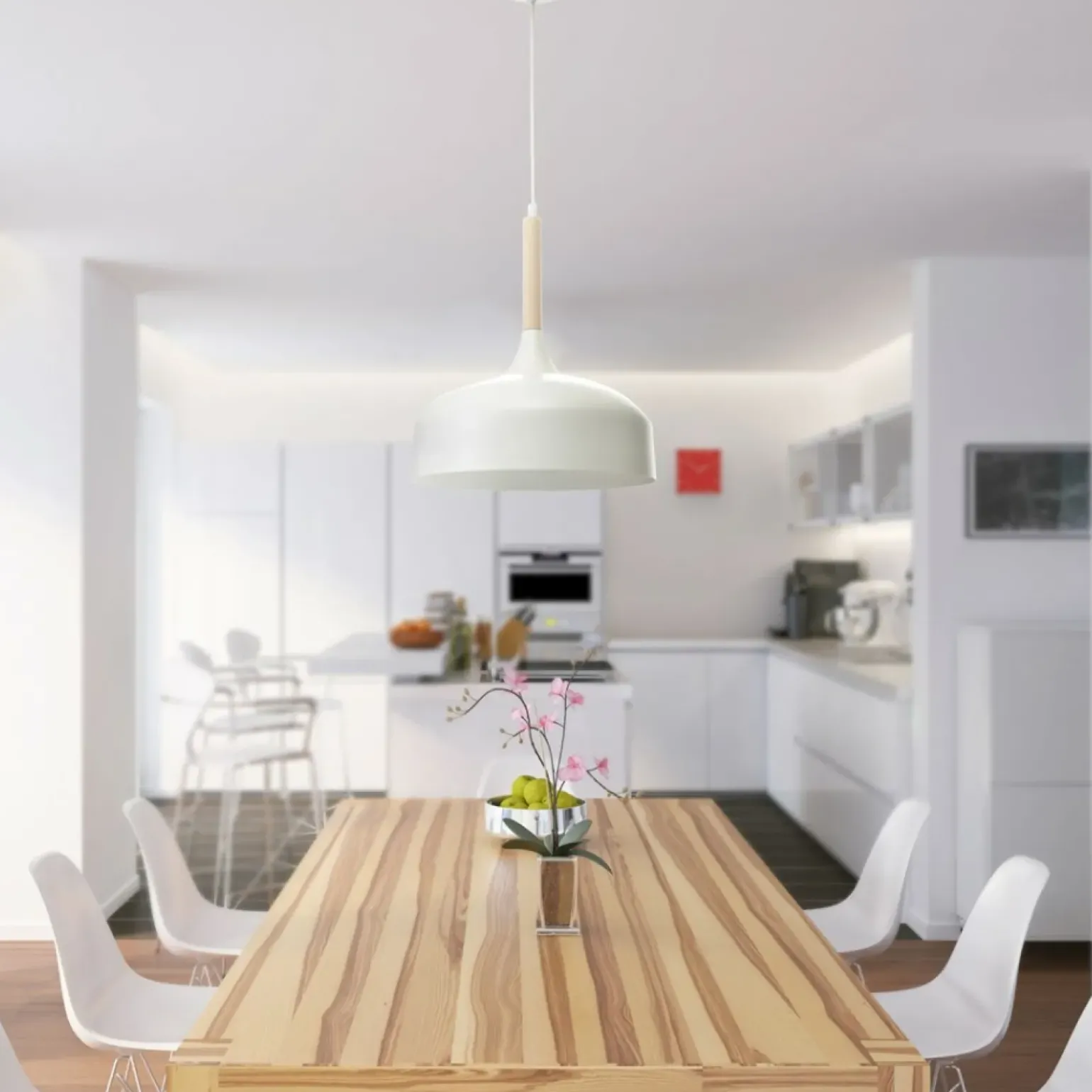 Best Sale Biała lampa wisząca z metalowym kloszem MLP6217 z serii TAYLOR | Kaja Oświetleni Żyrandole Nowoczesne