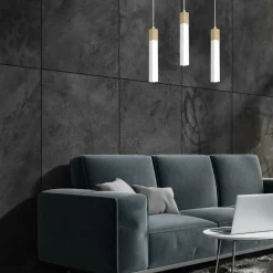 Outlet Biała lampa wisząca z trzema zwisami MLP7476 z serii SOLO SAWN | Kaja Oświetleni Żyrandole Nowoczesne