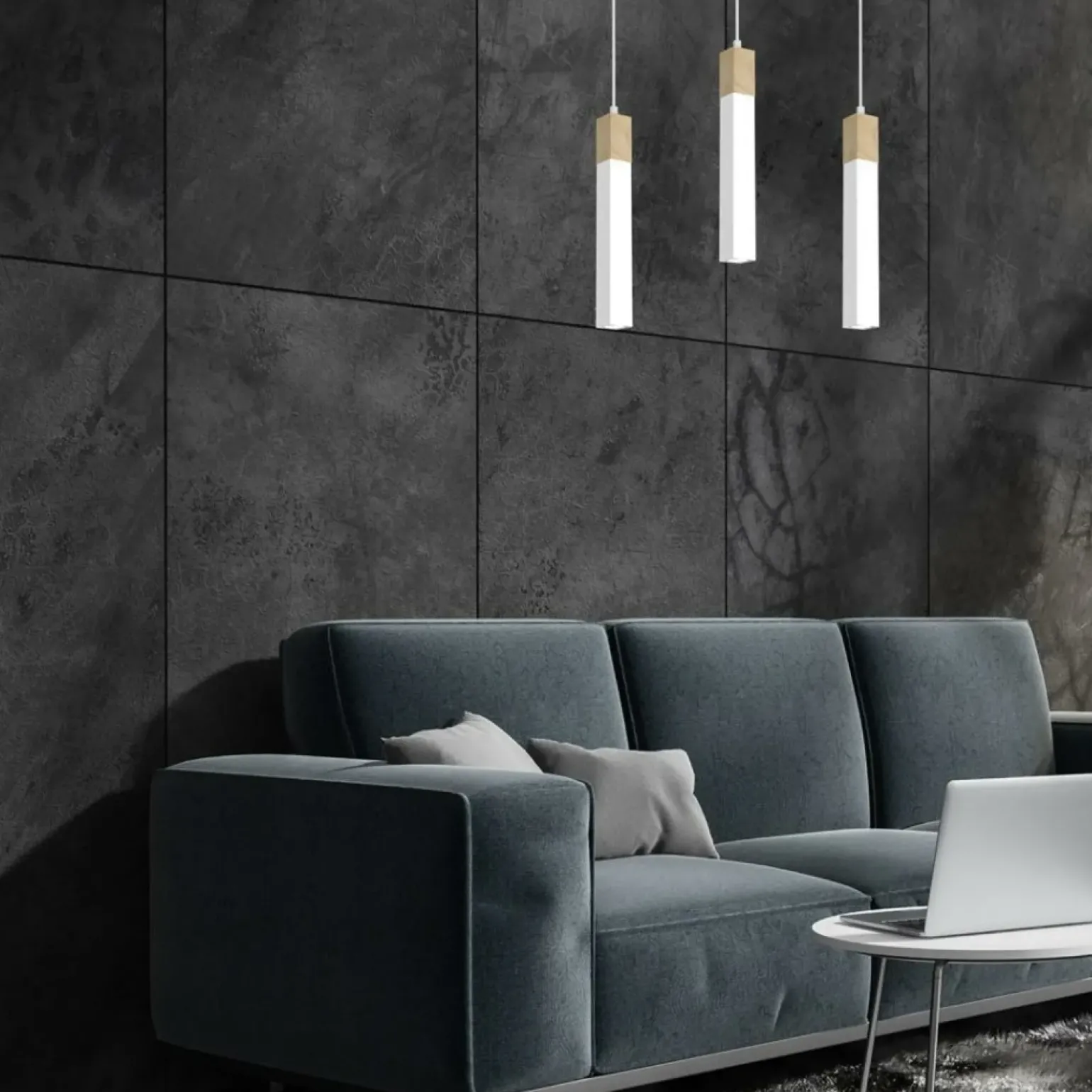 Outlet Biała lampa wisząca z trzema zwisami MLP7476 z serii SOLO SAWN | Kaja Oświetleni Żyrandole Nowoczesne