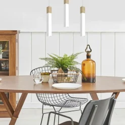 Outlet Biała lampa wisząca z trzema zwisami MLP7476 z serii SOLO SAWN | Kaja Oświetleni Żyrandole Nowoczesne