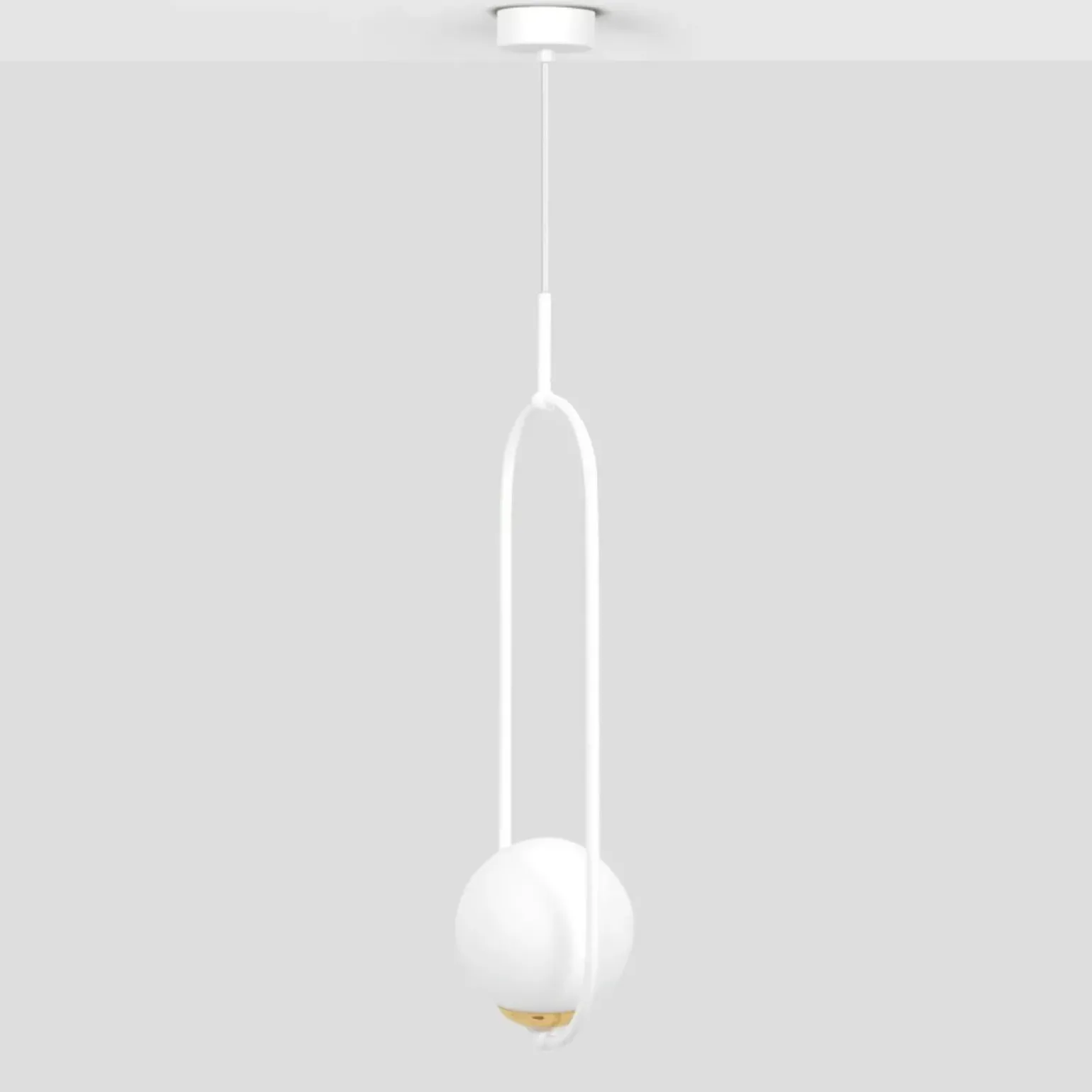 Store Biała lampa wisząca ze złotym, ozdobnym elementem K-5300 z serii ARLENA Żyrandole Nowoczesne