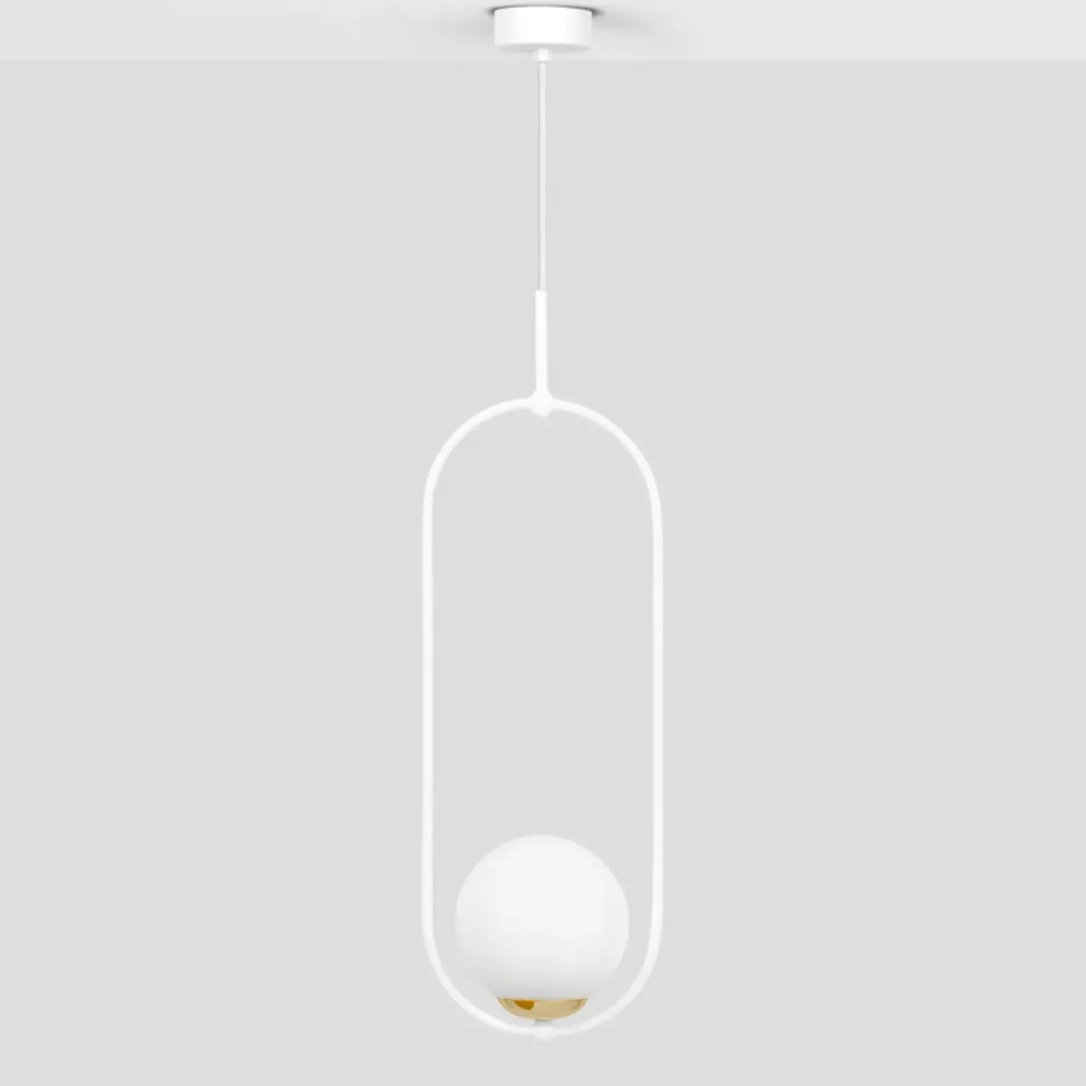 Store Biała lampa wisząca ze złotym, ozdobnym elementem K-5300 z serii ARLENA Żyrandole Nowoczesne