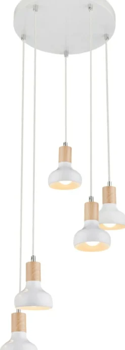 Sklep Kaja Biała lampa z drewnianymi oprawkami 35-62772 PUERTO | Kaja Oświetlenie