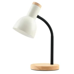 Sklep Kaja Biała lampka biurkowa na drewnianej podstawie TB-37263-BG SENZA | Kaja
