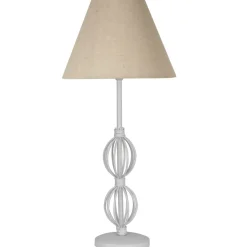 Sklep Kaja Biała lampka stołowa z kremowym abażurem 41-28907 z serii ROSETTE | Kaja Oświetl