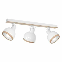 Store Biała listwa sufitowa z drewnianymi wstawkami MLP8651 OVAL | Kaja Żyrandole Nowoczesne