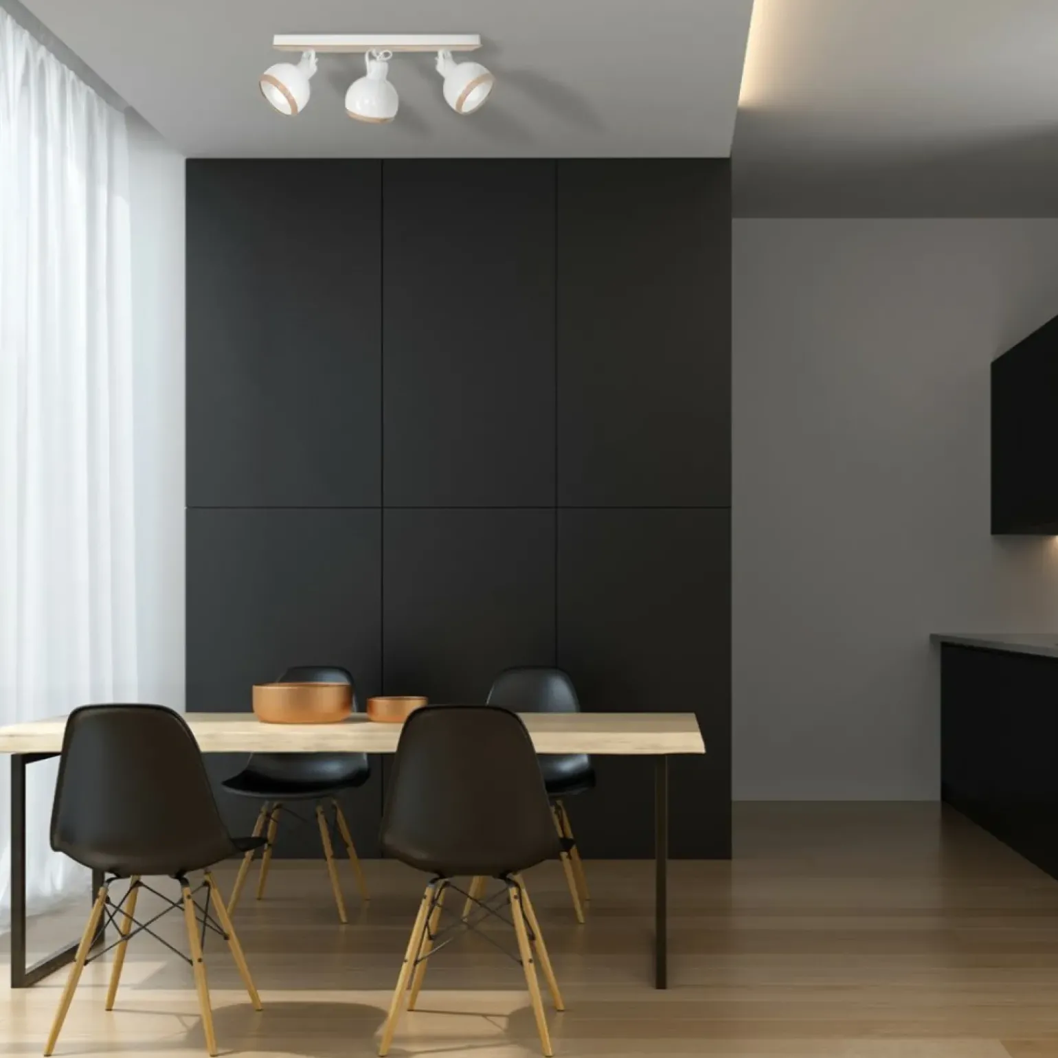 Store Biała listwa sufitowa z drewnianymi wstawkami MLP8651 OVAL | Kaja Żyrandole Nowoczesne