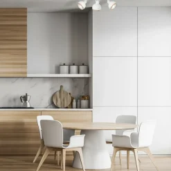 Store Biała listwa sufitowa z drewnianymi wstawkami MLP8651 OVAL | Kaja Żyrandole Nowoczesne