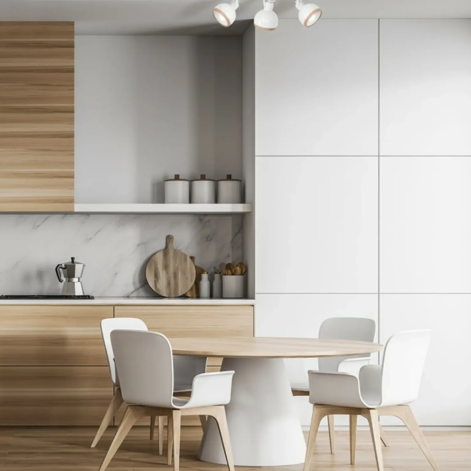 Store Biała listwa sufitowa z drewnianymi wstawkami MLP8651 OVAL | Kaja Żyrandole Nowoczesne