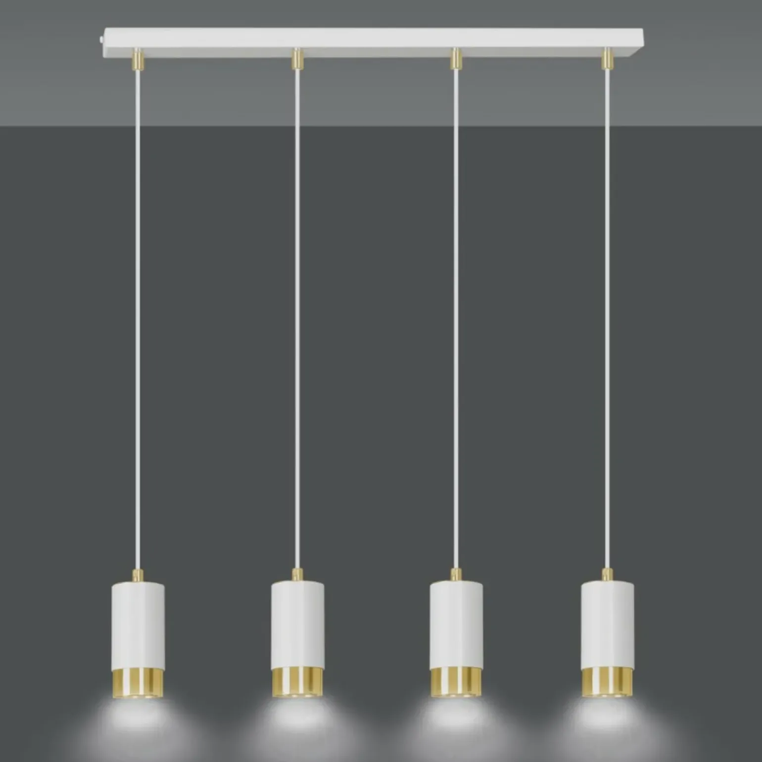 Clearance Biała listwa sufitowa z lampami wiszącymi 815/4 | Kaja Oświetlenie Żyrandole Nowoczesne