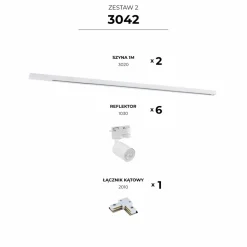 Sklep Kaja Biała listwa szynoprzewód kształt L ze spotami 1mx1m ZM 3042 | Kaja