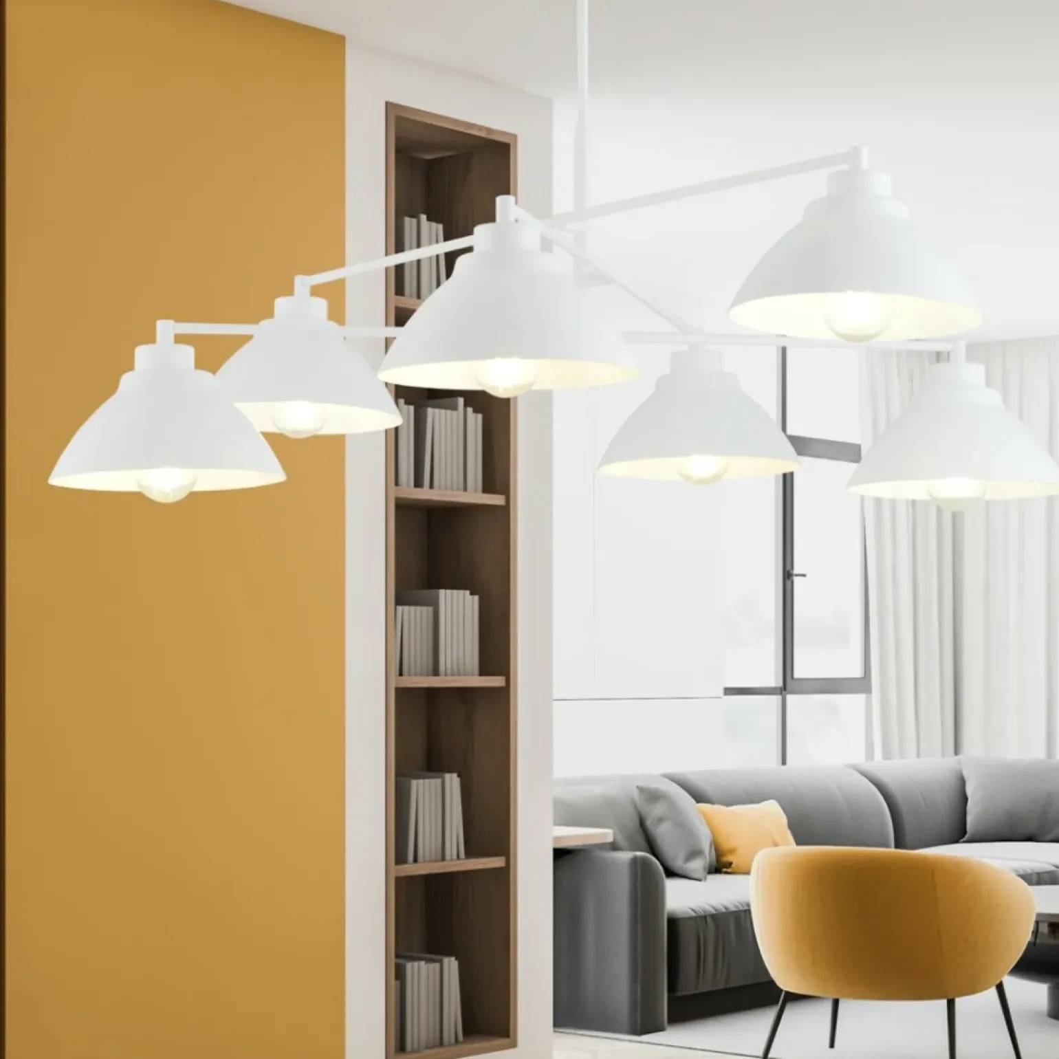 Store Biała, nowoczesna lampa wisząca do salonu 1212/6 z serii MAVERICK Żyrandole Nowoczesne