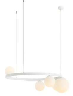 Best Sale Biała obręcz wisząca z kloszami w 2 rozmiarach 1099F_R GARDA | Kaja Żyrandole Nowoczesne