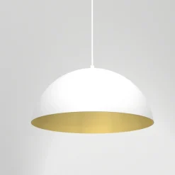 Store Biała, okazała lampa wisząca ze złotym wnętrzem MLP7897 z serii BETA | Kaja Oświ Żyrandole Nowoczesne