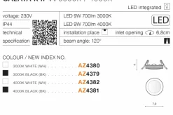 Sklep Kaja Biała oprawa podtynkowa LED łazienkowa AZ4380 GALATA | Kaja