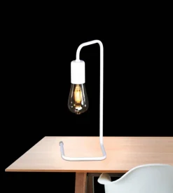 Sklep Kaja Biała, prosta, nowoczesna lampka stołowa K-4044 PEKA | Kaja