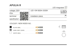 Sklep Kaja Biała zewnętrzna lampa natynkowa LED AZ4334 APULIA | Kaja Oświetlenie