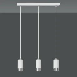 Online Białe lampy wiszące ze srebrnymi elementami 814/3 | Kaja Oświetlenie Żyrandole Nowoczesne