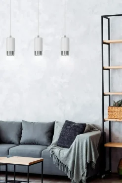 Online Białe lampy wiszące ze srebrnymi elementami 814/3 | Kaja Oświetlenie Żyrandole Nowoczesne